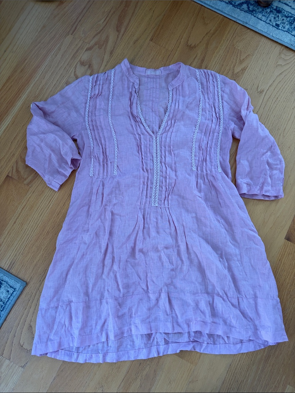 CP shades Regina tunic pink size small pintuck 100% linen